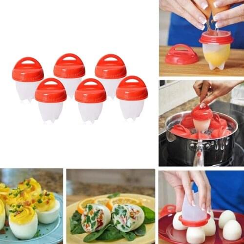Egg Poachers Cooker Silicone Non-stick Egg Boiler Cookers 6 Piece Pack Boiled Eggs Mold Cups Steamer Kitchen Gadget