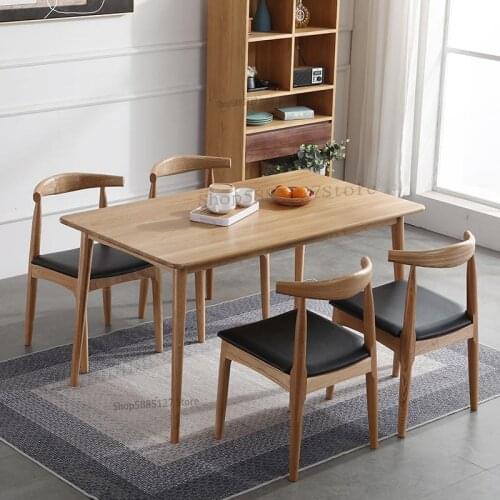 Solid Wood Horn Chair Nordic Dining Chair Modern Minimalist Home Study Stool Stool Desk Dining Table Chair Backrest Chair