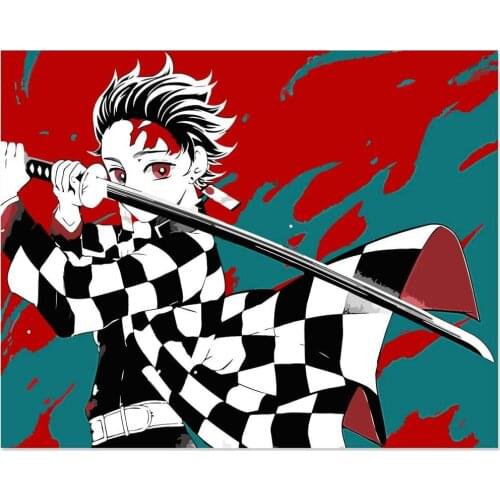 Wall Art Printing By Numbers Anime Demon Slayer HD Kimetsu Canvas Home Decoration Painting Living Room Modular Picture