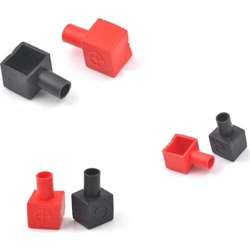 2pcs/4PCS Universal Square Motorcycle Battery Terminals Rubber Covers 13 X 14mm Red Black