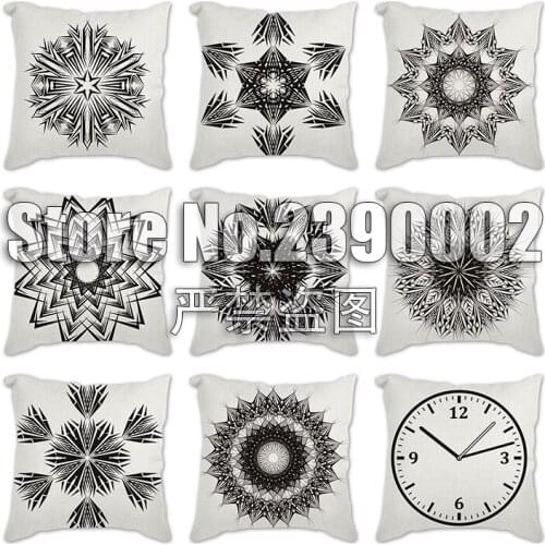 Vintage Flower Cushion Cover Geometric Linen Geometry Sofa Pillow Cases Bedroom Home Decor Car Office Decorative Accessories