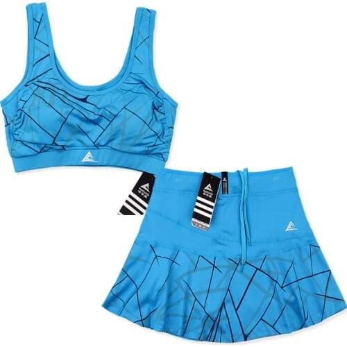 Girls Tennis Skorts with Safety Short , High Quality Womens Badminton Skirts , Girl Striped Tennis Skort Running Yoga Sport Bra