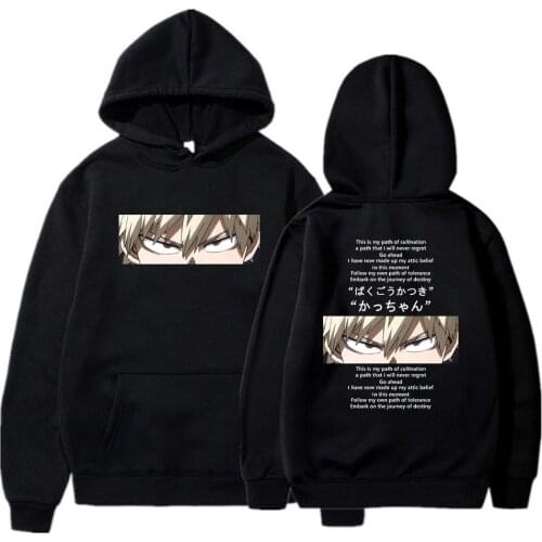 Japanese Anime Funny Bakugou Katsuki Eyes Letter Hoodies My Hero Academia Sweatshirts Streetwear for Women/men