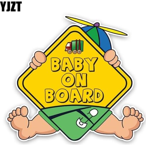 YJZT 14.9*13.6CM Lovely Interesting BABY ON BOARD Cartoon Graphic Car Sticker Decoration C1-5543