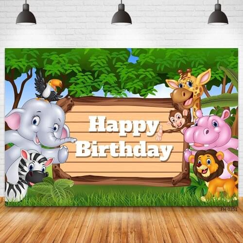 Custom Name Tropical Jungle Forest Wild Animal Safari Party Newborn Baby Shower Birthday Backdrops Studio Photography Background
