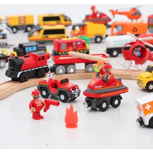 RC Railway Locomotive Magnetically Connected Electric Train Magnetic Railway Toy Compatible with Biro Wooden Track for Kids Gift