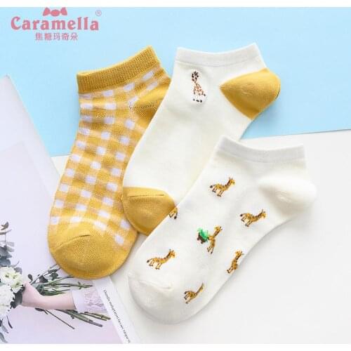 Caramella 3Pairs/Lot Spring Summer Women Socks Fashion Wild Shallow Mouth Invisible Girls Socks Female Flamingo Slipper Socks