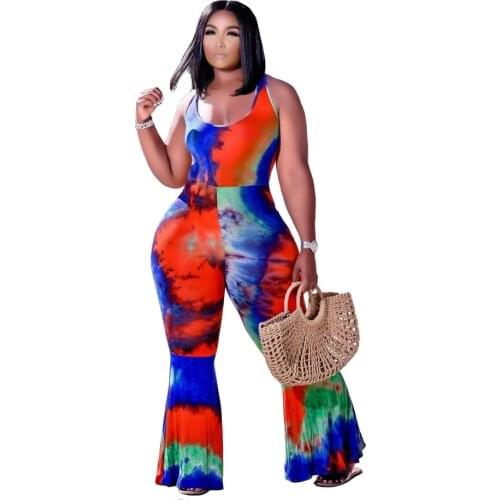 Womens Cross Halter Suspender Flared Pants Jumpsuit