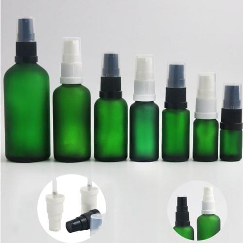 10pcs Refillable Frost Green Bottles With Lotion Pump 1OZ Skin Care Cream Serum Container 5ml 10ml 15ml 20ml 30ml 50ml 100ml