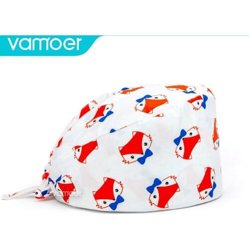 100% cotton Tieback Pet medical Scrub pharmacist clinic hat Dentist lab cap nurse Surgical working caps nursing hats