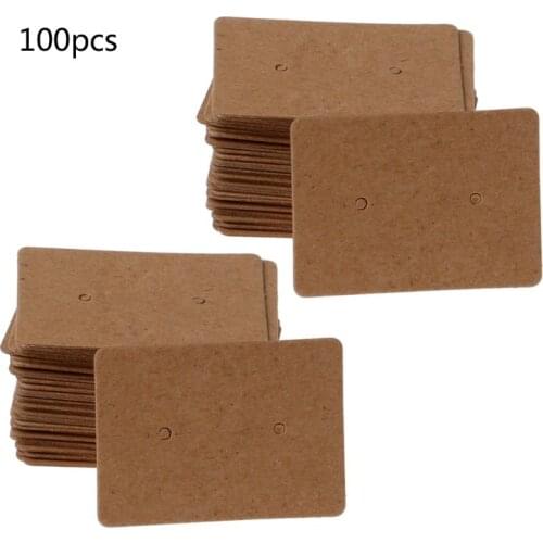 100Pcs/Set Kraft Paper Cards Earrings Ear Studs Display Jewelry Packaging Cards