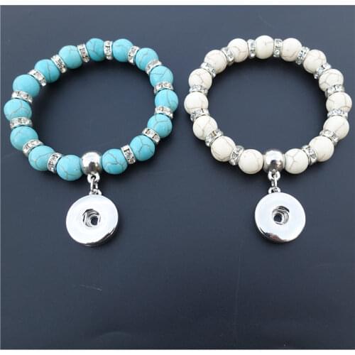 Acrylic Ball 10mm Dichroic Beads Stretch Bracelet Kids Girls Size 18mm Snap Buttons Wristband 12 Pieces / Lot Assorted Colors