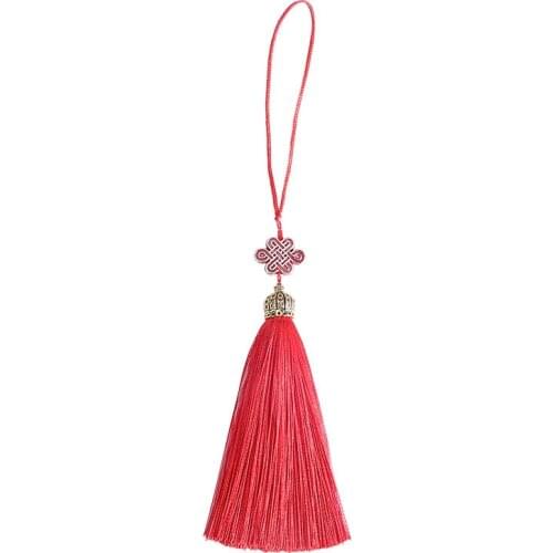 5PCS 10cm Chinese Knot Tassel Cords with Metal Crwon Caps Tassel Brush for Earrings Charm Pendant DIY Jewelry Making Findings