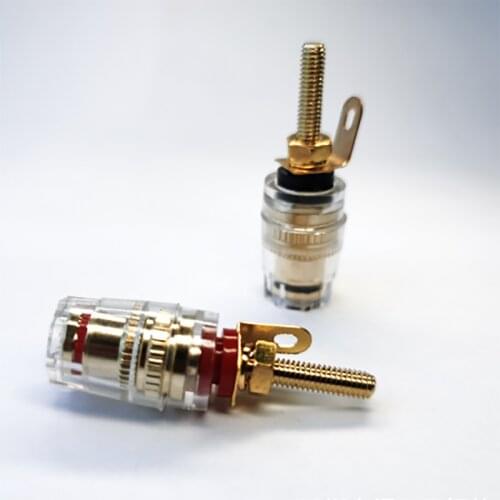 2pcs Gold Plated Lengthening 4mm Transparent Banana Plug Housing Black Red Stereo Audio Plug Channel Dual Connector DIY