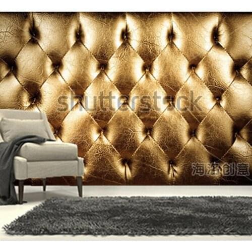 The custom 3D murals,3D solid gold grain leather papel de parede,living room sofa TV wall bedroom wall paper