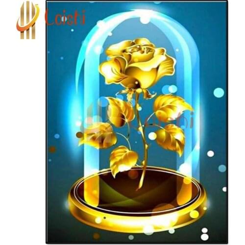 DIY diamond painting Golden rose cross stitch full mosaic diamond embroidery square / round 5D handmade gift home decoration
