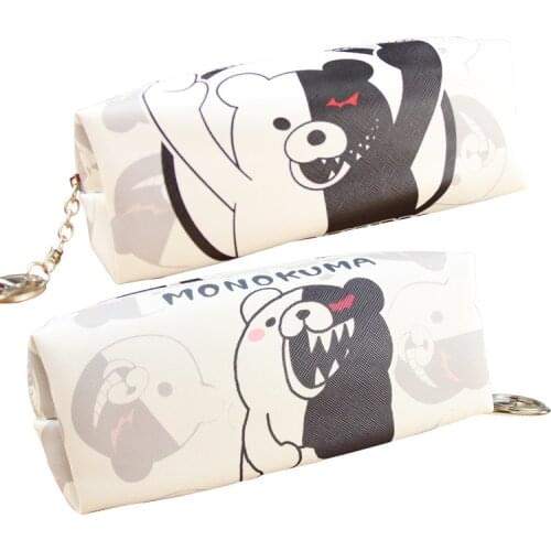 Anime Danganronpa Synthetic Leather Pen Bag Monokuma Cartoon Travel Cosmetic Bag Pencil Case