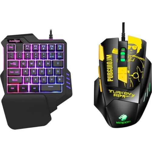 Keyboard And Mouse Wireless Set Pro Single Hand Glowing RGB Backlit USB Gaming Keyboard Mouse for PC Laptop
