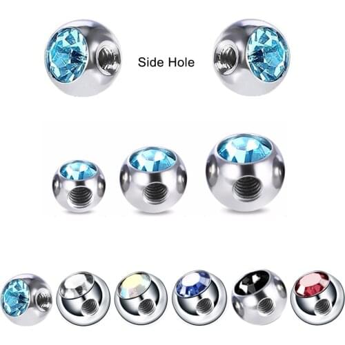 Side Hole 6Pcs 16G/14G 3/4/5mm Screw End Bead Replacement Ball Spare Parts Helix Nose Belly Ring Body Jewelry Making Accessories