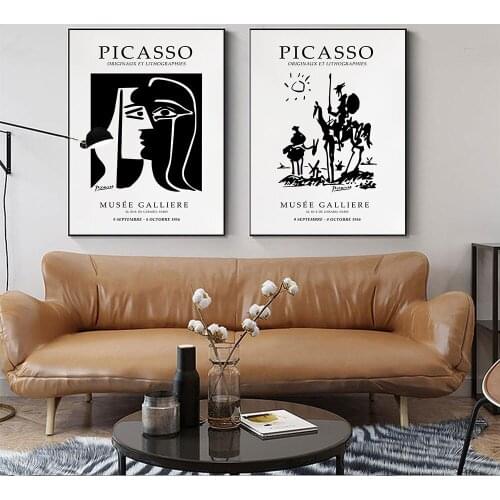 Picasso Black White Poster Minimalist Canvas Painting Nordic Abstract Art Print Modern Wall Picture For Living Room Home Decor