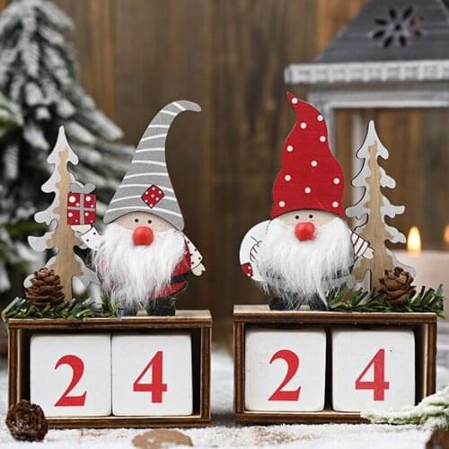 Wooden Christmas Advent Calendar Santa Claus Ornaments Merry Christmas Decorations for Home Navidad Noel Xmas 2021 New Year Gift
