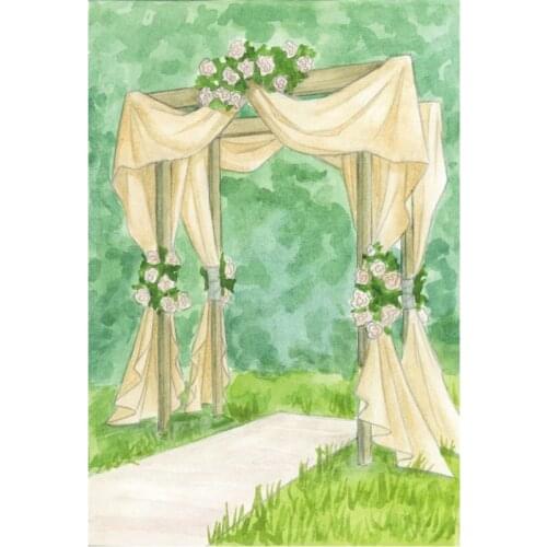 Wedding Backdrop Champagne Curtain witn Grass Background Celebration Newborn Party Photo Booth Studio Decor