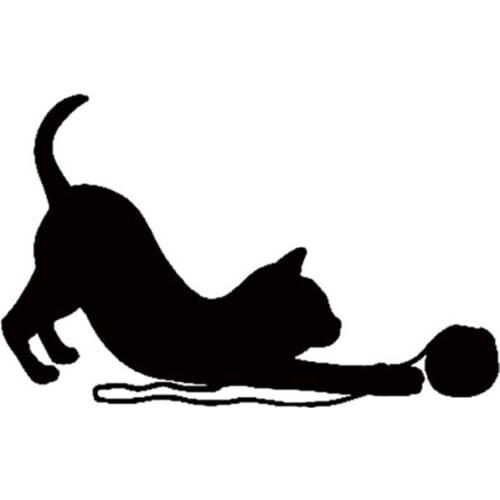 HotMeiNi 14cm *8.9cm Cat Playing With Ball Of Yarn Sticker Laptop Car Window Truck SUV Vinyl Decal 13 Colors