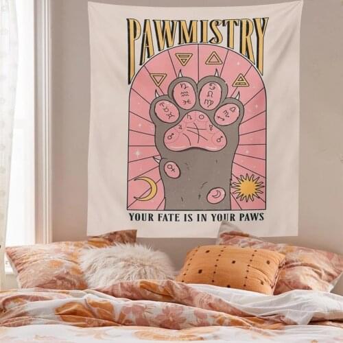 Tarot Cat Paws Witchcraft Tapestry Bohemian Style Decoration Home Decor background cloth Hippie Mattress Girls Dorm Room Decor
