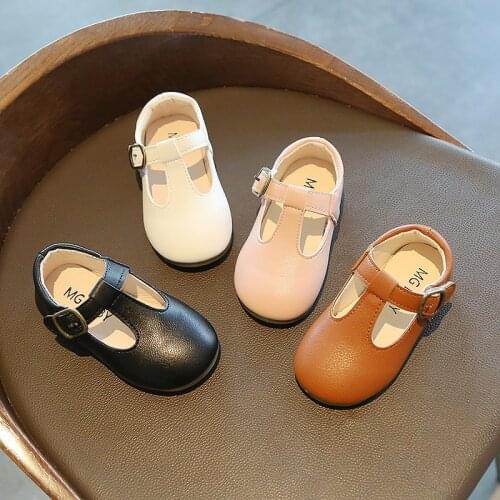 Spring Autumn Girls Leather Shoes Fashion Solid Color Baby Children Flat Shoes Casual Kids Sneakers Soft Bottom Toddler Footwear