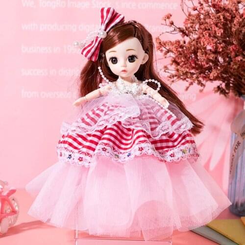 New Bjd Doll 16cm Doll Princess Dress Up 4D Real Eyes 22 Joint Movable 1/12 Girl Toy Children Birthday Gift Wedding Dress Series