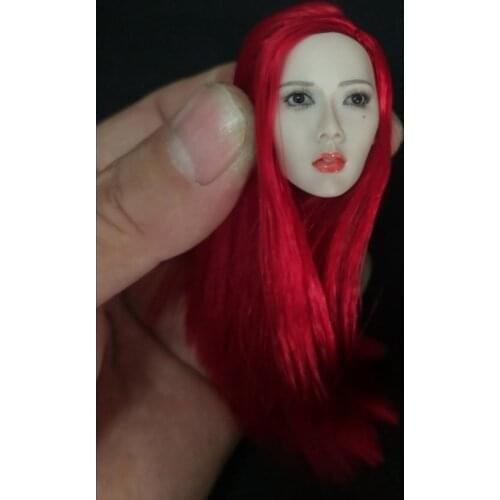 1/6 Scale Asian Beauty Kim Hyun A Head Models with Red Black Brown Hair for 12''Figures Bodies Accessories DIY