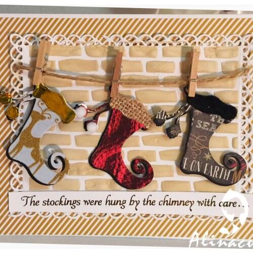 Alinacutle Metal Cutting Dies Cut Christmas Socks Stocking Scrapbooking Paper Craft Card Album Punch Stencil Art Cutter