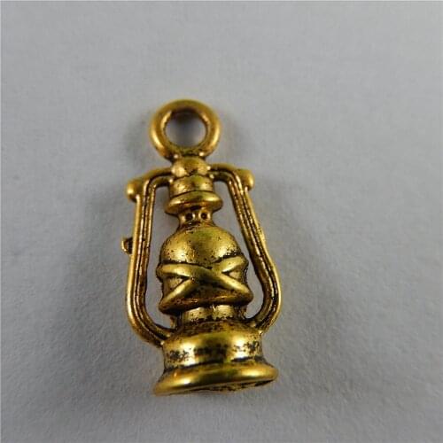 Julie Wang 20PCs Mini Charms Antique Gold Oil Lamp Fit Pendants Bracelet Key chains Charms Necklace Fashion Jewelry Accessory