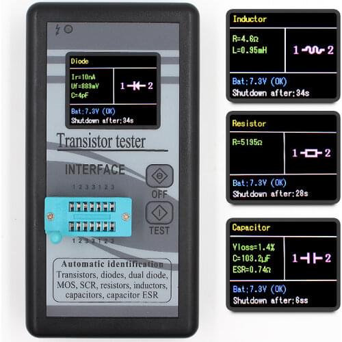 Multi-purpose Transistor Tester 128*160 Diode Thyristor Capacitance Resistor Inductance MOSFET ESR LCR Meter TFT Color Display