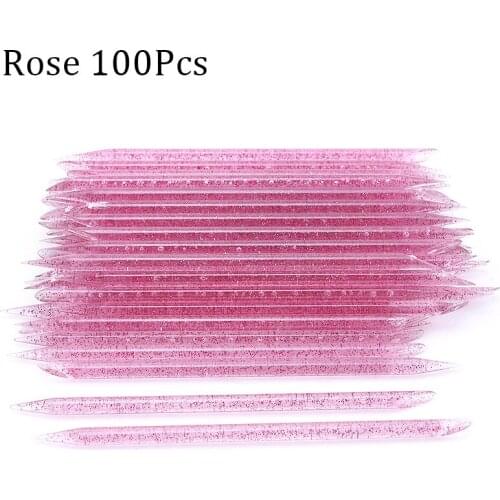 50/100Pcs Reusable Crystal Stick Double End Nail Art Cuticle Pusher Remove Cuticles Regrowth Pedicure Nails Manicures Tools