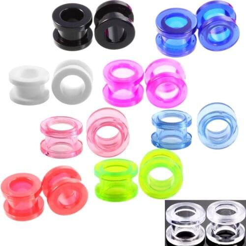 MODRSA 1Pair 3-24MM Acrylic Pulley Hollow Channel Ear Plugs Colorful Ear Expansion Ear Tunnel Gauges Body Piercing Jewelry