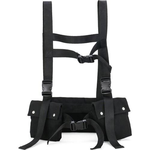 Men Function Tactical Chest Bag Street Fashion Hip Hop Unisex Canvas Vest Chest Bags Rig Streetwear Back-pack Sport Waist Packs