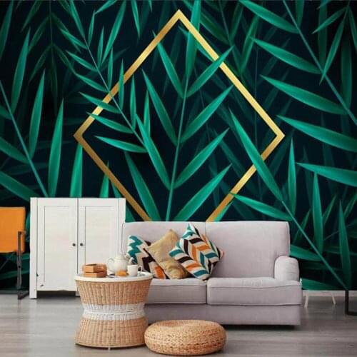 Milofi custom 3D wallpaper mural Nordic hand-painted tropical plant leaves living room bedroom background wall decoration painti