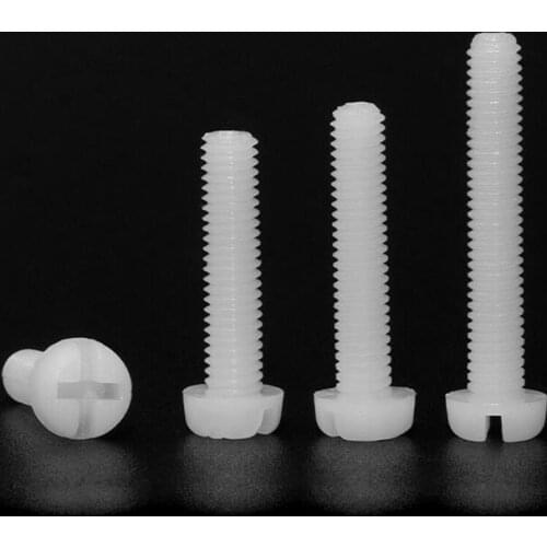 M4 plastic pan Nylon screw Bolt M4*5 6 8 10 12 15 18 20 25 30 mm white Electrical Insulation,LED lighting, toy airplane ship DIY