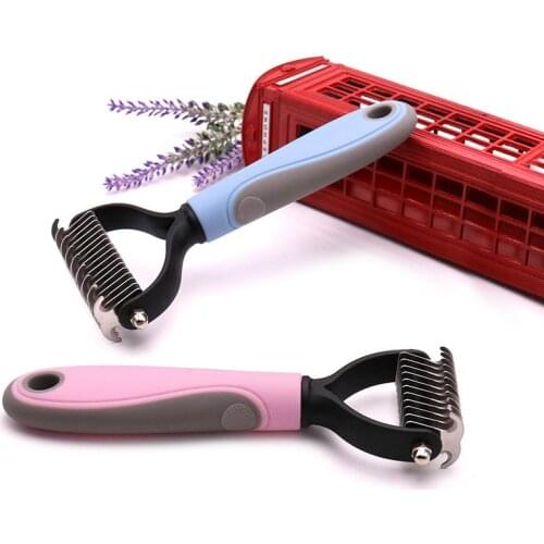Dog brush, double-sided hair removal comb and hair removal tool, used to remove mats and tangles , the best pet grooming brush