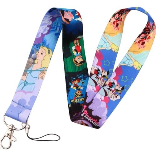YQ219 Disney Pinocchio Lanyard Phone Rope for Camera Keys ID Badge Holder Neck Strap Keychain Cord Hang Rope Lariat Kids Gifts