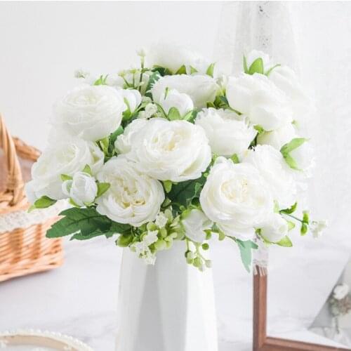 High quality artificial peony flower Household rose false blossom Bridal Bouquet Wedding Photo Prop