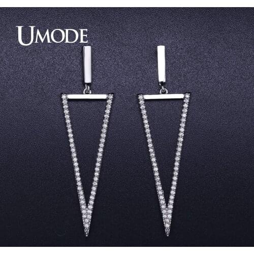 UMODE Triangle Fashionable Long Drop Earrings for Women African Female AAA+ Cubic Zirconia Jewelry pendientes mujer moda UE0366