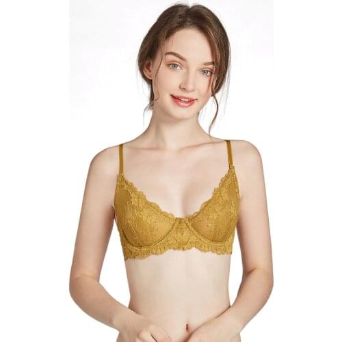 Women Underwear Bra Floral Lace Steel Push Up Bralette Rubber Bone Outside French Ladies Sexy Lingerie Deep-V Backless