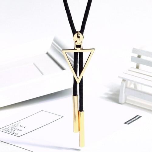 Womens Rope Chain Sweater Chain Necklaces Pendants with Triangle Square Round Heart Necklace For Women Jewelry