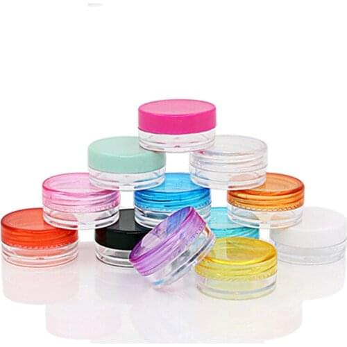 100pcs 3g 5g Round sample Cream Bottle Jars container Mini plastic container for nail art storage 3ml 5ml DIY PS plastic bottles