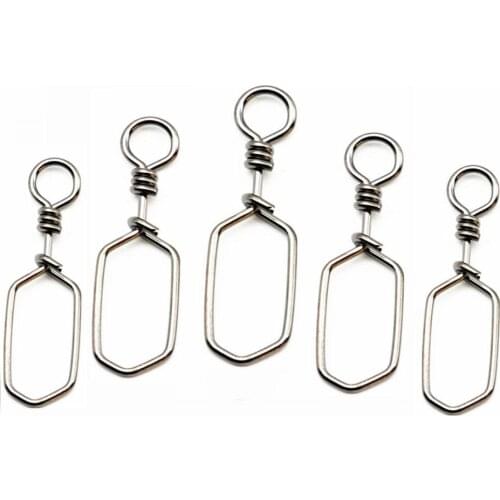 1000-5000pcs Size1#-6# Square Snaps Quick Change Pin Connector Stainless Steel Rolling Swivels Fishing Gear Tackle Accessories