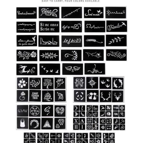 108Pcs/a book Colored Drawing Henna Tattoo Stencil Mehendi Airbrush Tattoo Stencil Glitter Temporary Body Paint Art Design