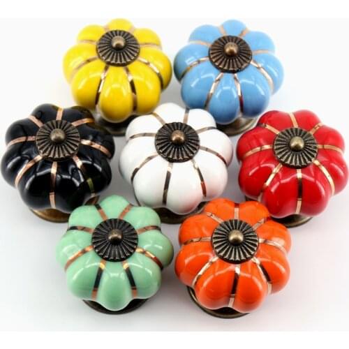 1x Hot Sale Pumpkin Knob Ceramic Door Cabinet Cupboard Drawer Handle knob Children Room furniture Drawer Pull Handle