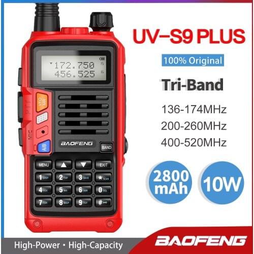 2021 Baofeng UV-S9 PLUS Tri-Band Dual Antenna Walkie Talkie VHF 136-174Mhz/220-260Mhz&UHF 400-520Mhz Ham Radio Transceiver UV5R